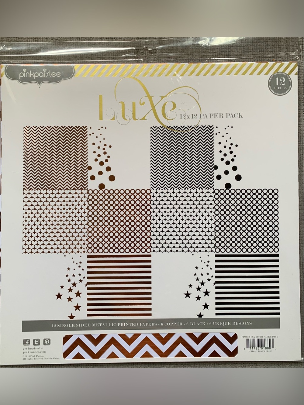 Luxe 12x12 Paper Pack - Copper and Black